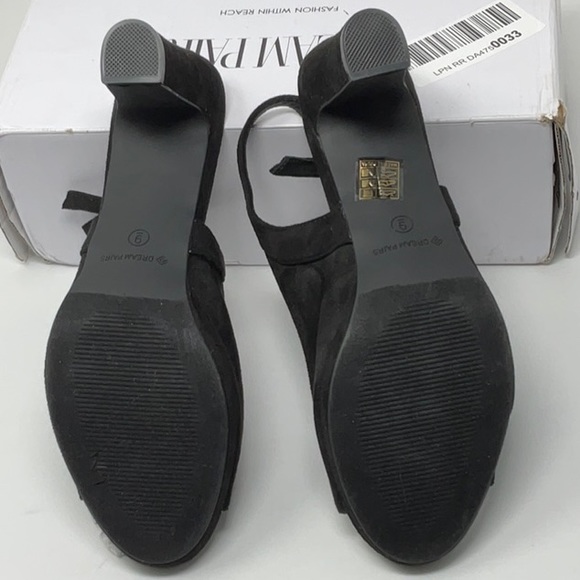 NIB women’s Dream Pairs peep toe black suede heeled shoes, size 9 - Picture 7 of 10
